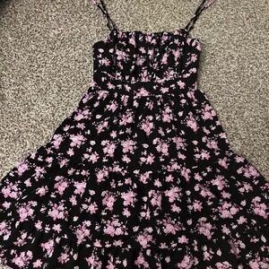Floral Kids Dress - Black and Pink